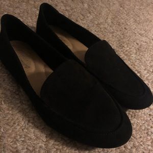 Black suede flats